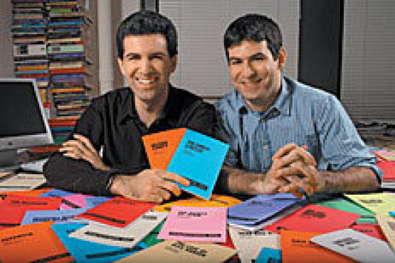 TEXT APPEAL Doug Rand, left, and brother Jonathan stay on top of new dramatists.