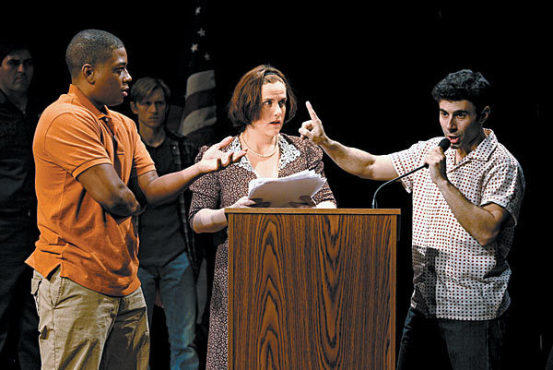 FIGHTING WORD'S Mandell Butler, Champlin and Fred Berman, from left, share soldiers' stories.