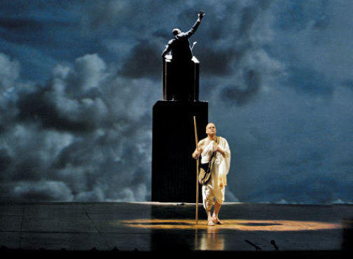 MAN OF OUR TIMES Gandhi took center stage in Satyagraha at the Metropolitan Opera in February.