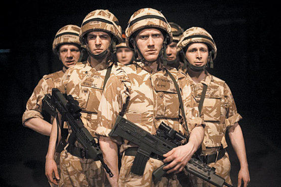 GREAT SCOTS The cast of Black Watch gets ready for battle.