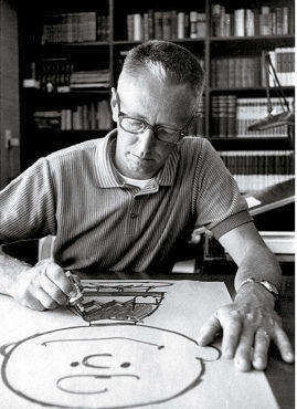 CHUCK OF THE DRAW Schulz sketches his most famous creation
