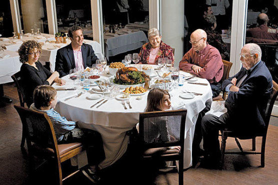 Clockwise from bottom left:Ian Sher, Anita Sher, Jeremy Moss, Laura Moss, Phil Sher, Alan Moss, Megan Sher