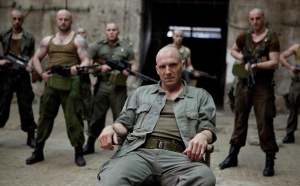 Ralph Fiennes, center, in Coriolanus