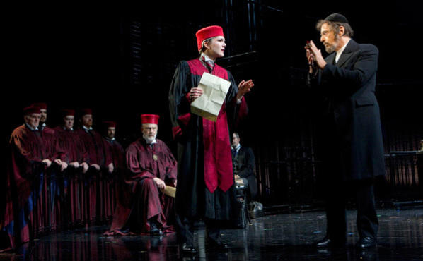 LEGAL EAGLES Lily Rabe, left, tries to do justice by Al Pacino in The Merchant of Venice.