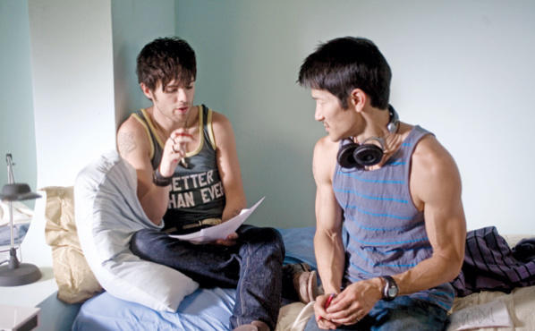 <p><strong>BEDSIDE MANNER</strong> Araki, right, works with Dekker on a comedy the director calls autobiographical.</p>