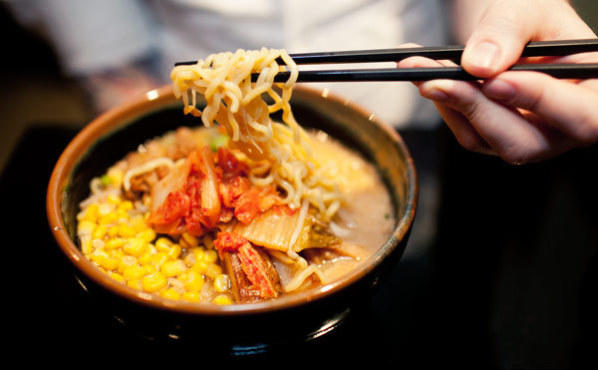 Kome ramen with kimchi at Ramen Misoya