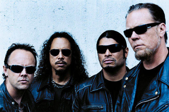 MAGNETIC PERSONALITIES Lars Ulrich, Kirk Hammett, Robert Trujillo and James Hetfeld, from left, mean business on their new CD.