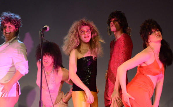 Martin (far right) and friends get down in Amber Alert!