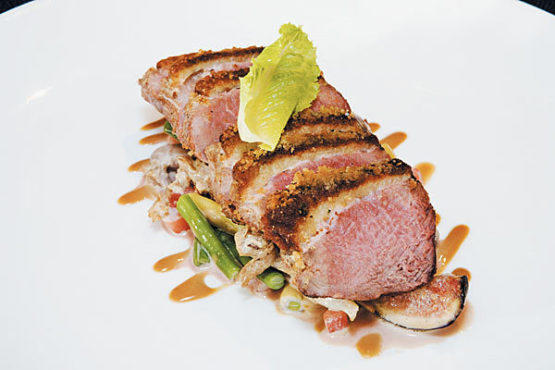 Duck breast with figs and lavender honey