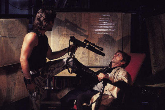 <p>ASSAULT AND BATTERY PARK Kurt Russell pins Harry Dean Stanton in <em>Escape from New York.</em></p>