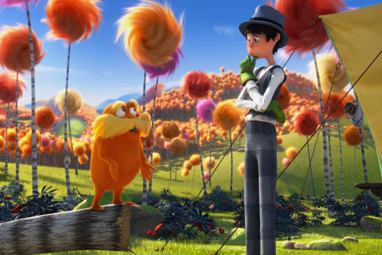 Danny DeVito and Ed Helms in Dr. Seuss's The Lorax
