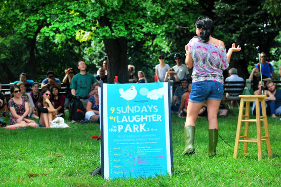 Giulia Rozzi performing at Laughter in the Park in Central Park
