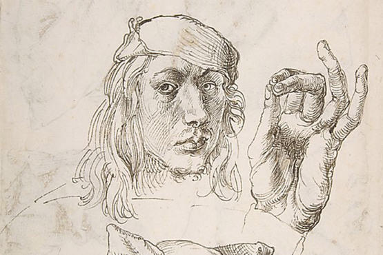 Albrecht Dürer, Self-portrait, Study of a Hand and a Pillow
