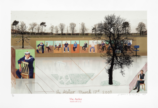 David Hockney The Atelier, March 17th, ed. 21/30, 2009 Dessin numérique, impression jet d'encre et collage photo sur papier  75 x 109 cm