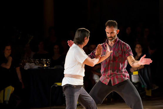 Wally Cardona and Jennifer Lacey perform at River to River. Here, Cardona and Proeung Chhieng perform an incarnation of The Set Up at the Movement Research Festival