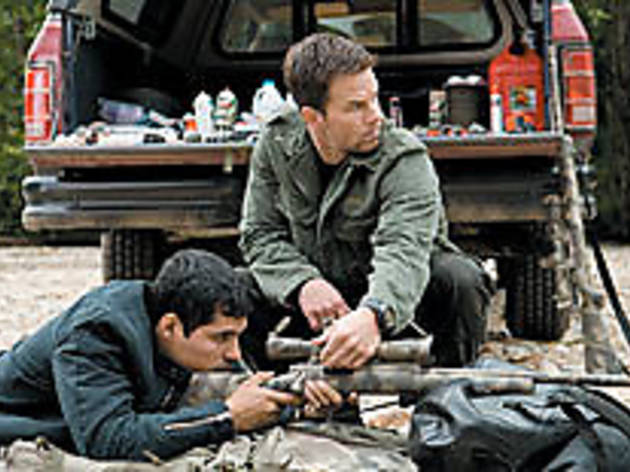 LONG SHOT Wahlberg, right, helps Pea get trigger-happy LONG SHOT Wahlberg, right, helps Pea get trigger-happy.
