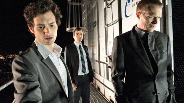 Penn Badgley, Zachary Quinto and Paul Bettany in Margin Call