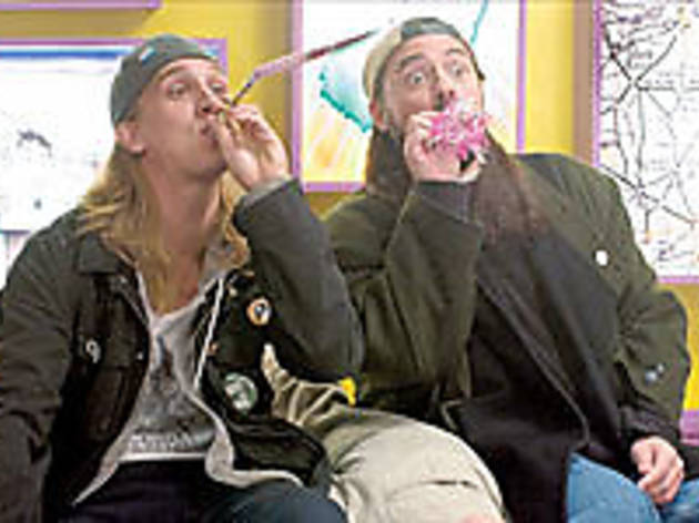 PARTY ANIMALS Jason Mewes, left, and Smith toot their own horns PARTY ANIMALS Jason Mewes, left, and Smith toot their own horns.