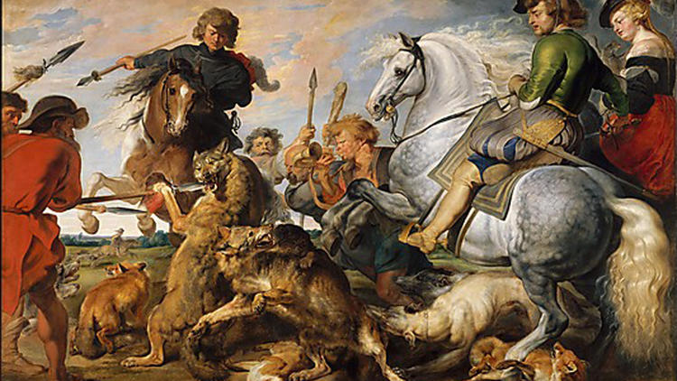 Peter Paul Rubens and workshop, Wolf and Fox Hunt (c. 1615-21)