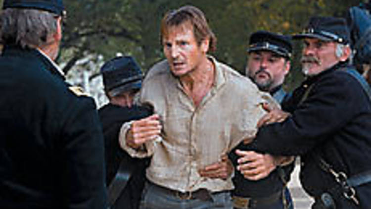 UNION JACKED Neeson struggles in vain.