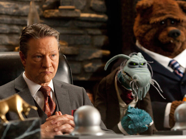 "THE MUPPETS"BAD GUYS INC -- Tex Richman (CHRIS COOPER) is advised by his sinister second-in-command UNCLE DEADLY and his...