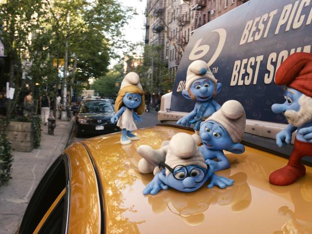 Smurfette, Gutsy, Clumsy, Brainy and Papa Smurf in The Smurfs Smurfette, Gutsy, Clumsy, Brainy and Papa Smurf in The Smurfs