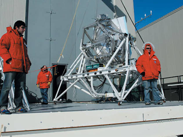 STUDY IN SCARLET Three scientists look after their satellite of love STUDY IN SCARLET Three scientists look after their satellite of love.