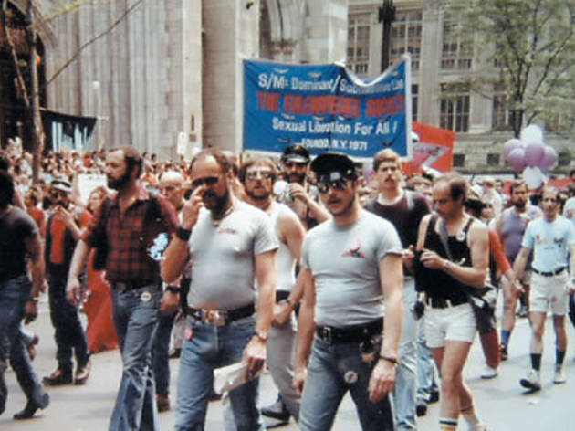 THE VILLAGE PEOPLE Gay-rights protestors march for the cause THE VILLAGE PEOPLE Gay-rights protestors march for the cause.