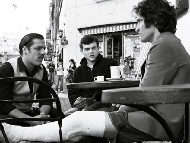 THREE MEN AND A LITTLE LATTE Gallo, right, holds court with, from left, Rodrigo... THREE MEN AND A LITTLE LATTE Gallo, right, holds court with, from left, Rodrigo De La Serna and Ehrenreich.