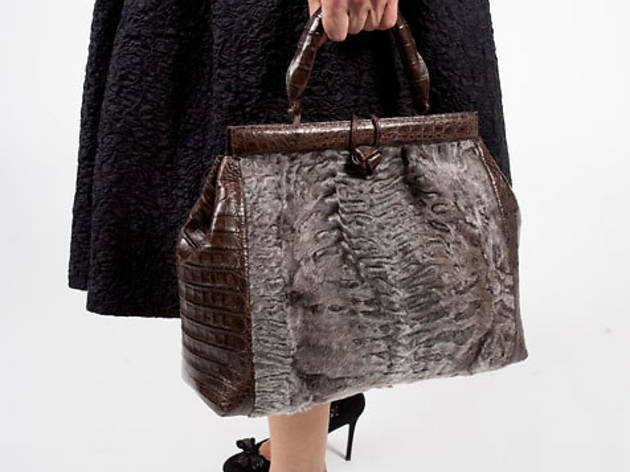 "I wish this bag could multitask and become a coat too," says Fargo of her... "I wish this bag could multitask and become a coat too," says Fargo of her astrakhan-and-crocodile Nancy Gonzalez purse, which she likens to a "luxe...