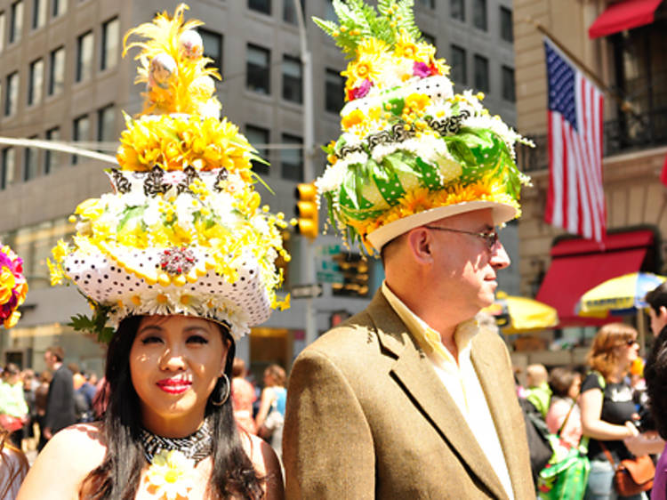 Wear a bonnet at the Easter Parade and Bonnet Festival