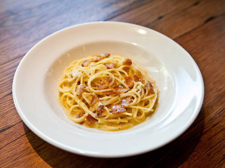 Spaghetti alla carbonara at Maialino