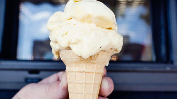 Soursop ice cream ($2,50) at Little Guyana Bake Shop (124-13 Liberty Ave between 124th and 125th Sts, Jamaica, Queens; 718-843-4200). Photograph:...