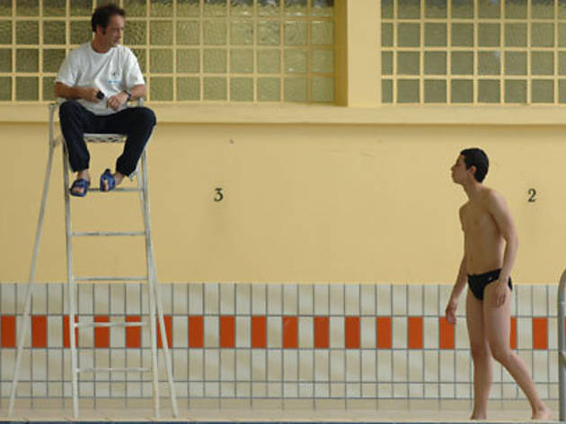 SPEEDO RACER Lindon, left, coaches Ayverdi on his form SPEEDO RACER Lindon, left, coaches Ayverdi on his form.