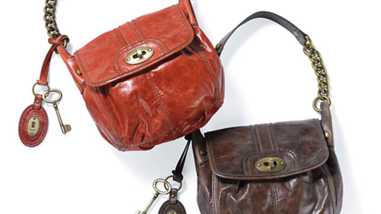 Vintage Distressed Fossil Maddox Crossbody Bag 