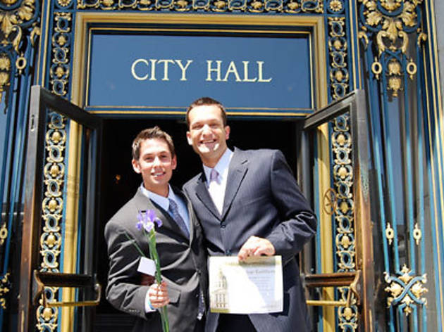 WEDDED BLISS A gay couple celebrate their nuptials WEDDED BLISS A gay couple celebrate their nuptials.