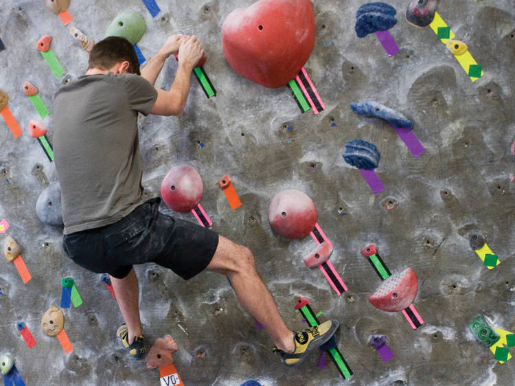 Show your date the ropes while rock climbing at Brooklyn Boulders