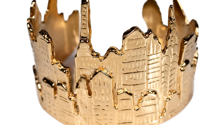 Mia Fonssagrives-Solow vermeil NYC skyline cuff