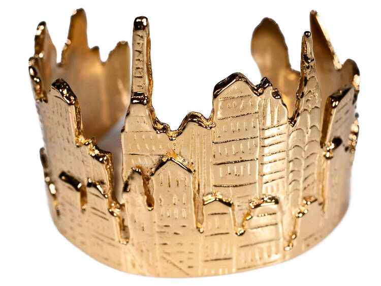 Mia Fonssagrives-Solow vermeil NYC skyline cuff