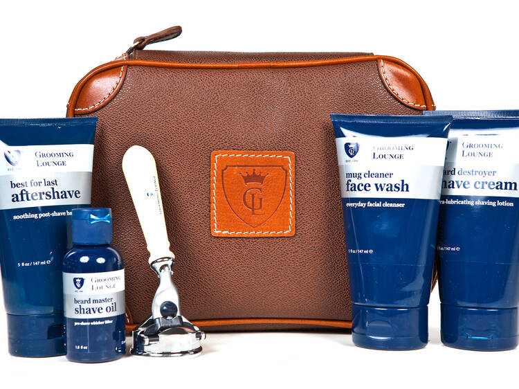 Grooming Lounge stuffed leather travel bag