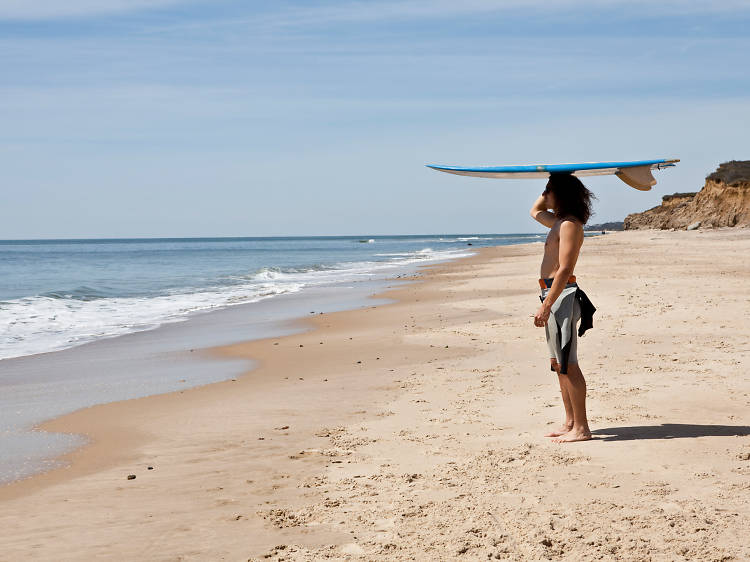 Surfer on a Montauk beach