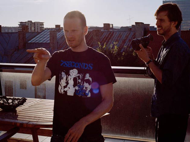 Joachim Trier, left, on the set of Oslo, August 31