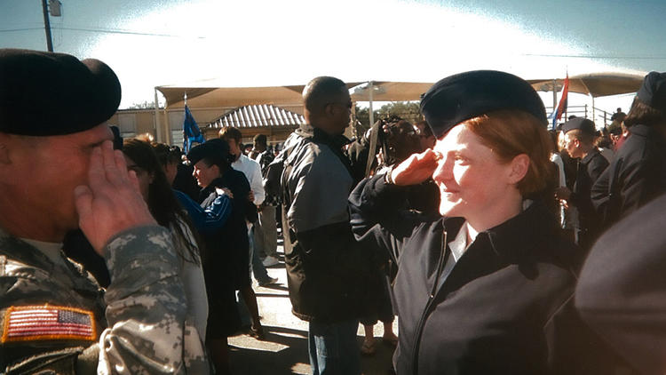 Airman 1st Class Jessica Hinves, right, in The Invisible War