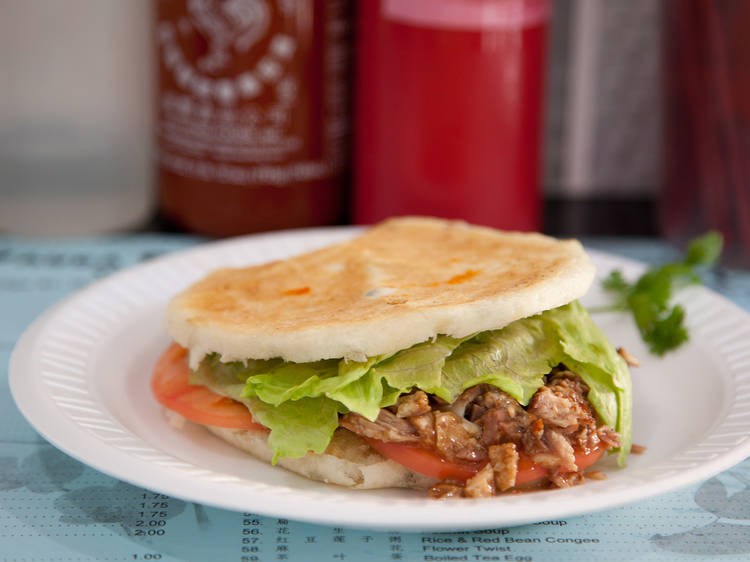 Chinese hamburger with pork at Panda Dumpling House