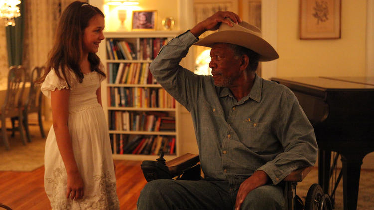 Emma Fuhrmann and Morgan Freeman in The Magic of Belle Isle