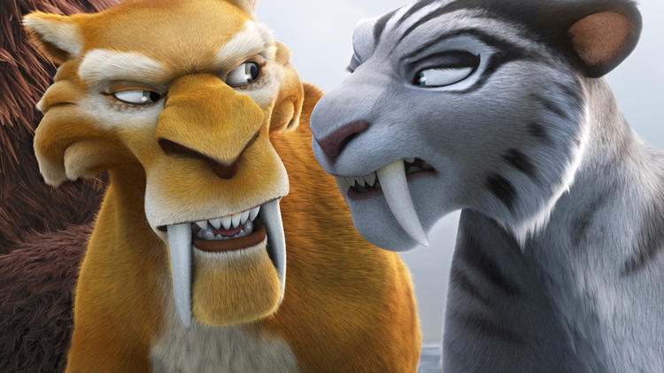 Denis Leary and Jennifer Lopez voice some lovelorn sabretooth tigers in Ice Age: Continental Drift