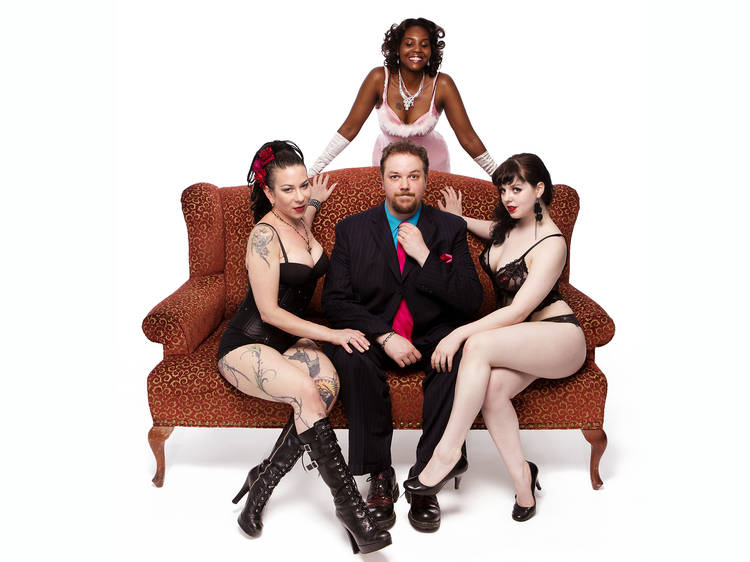 Neil O'Fortune with Fifi Dupree, Ginger Brown and Bunny Buxom