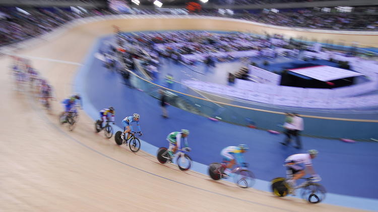 Riders at the UCI Track Cycling World Cup at the Velodrome © Queen Elizabeth Olympic Park