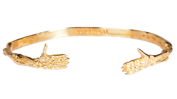 VeraMeat gold brass hands bracelet, $140