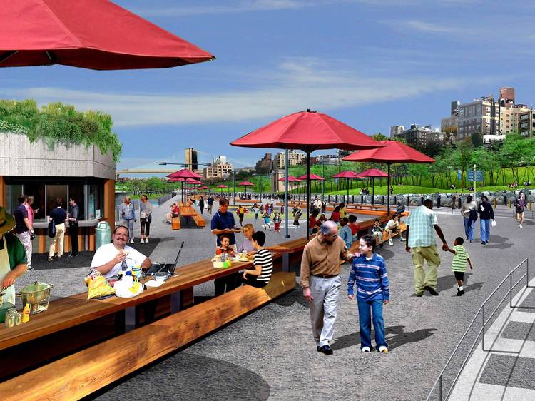 Picnic on the new Pier 5 in Brooklyn Bridge Park